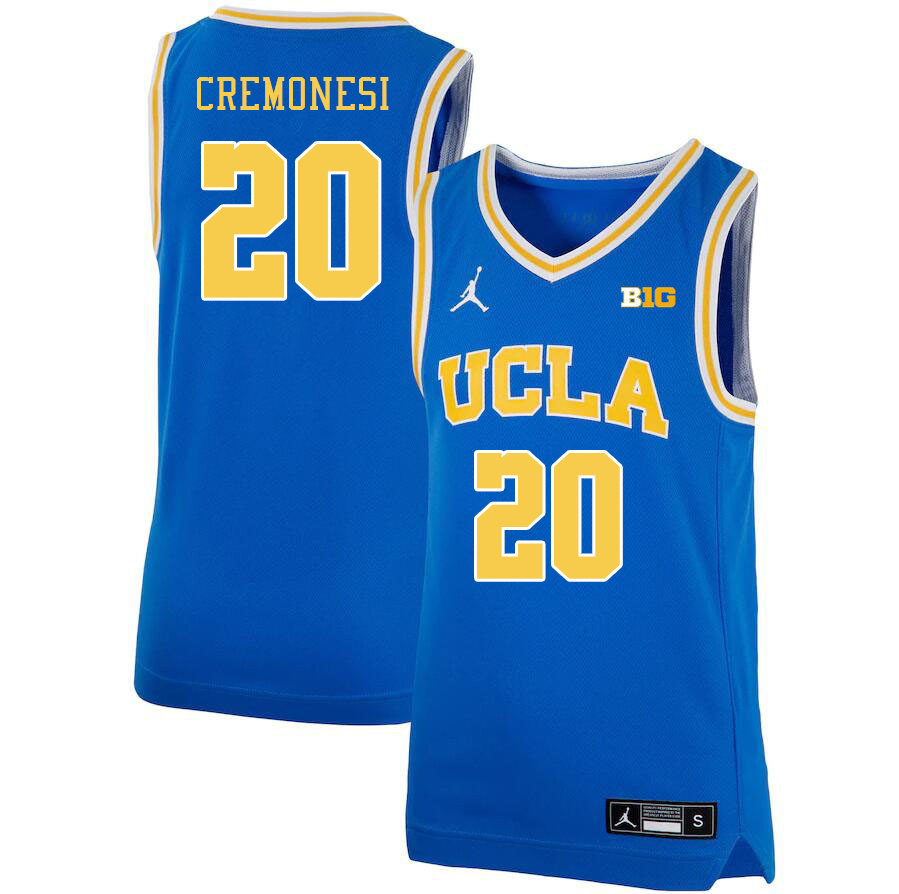 UCLA Bruins #20 Logan Cremonesi Big 10 Conference College Basketball Jerseys Stitched Sale-Royal